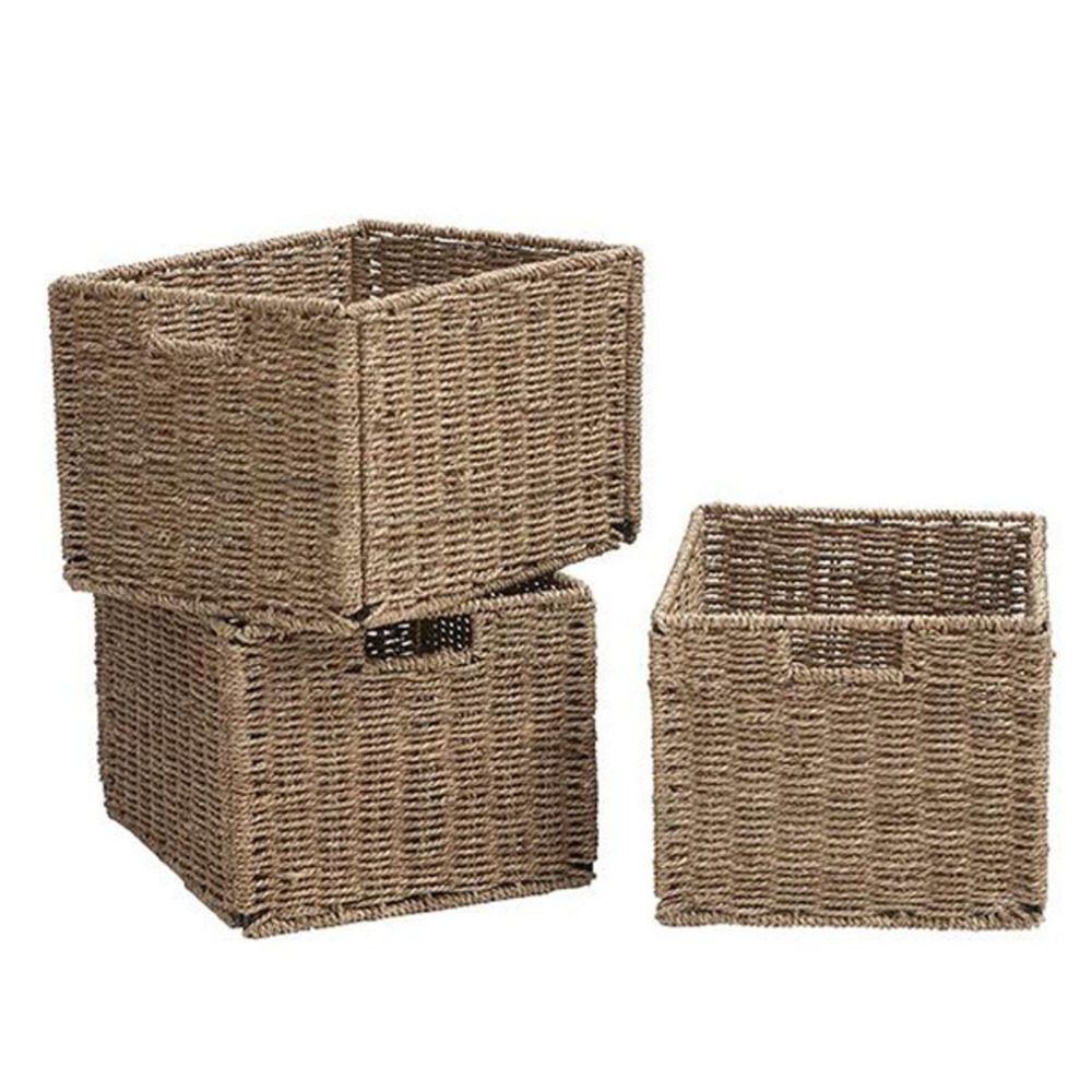 Baxter Storage Basket Set 3 Natural Willow 11x12" Shelf Closet Cubby Bins New